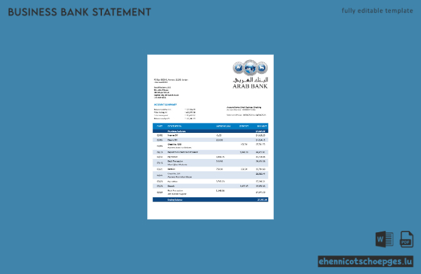 Beispiel eines Kontoauszugs des Oman Arab Bank-Girokontos (Word- und PDF-Datei)